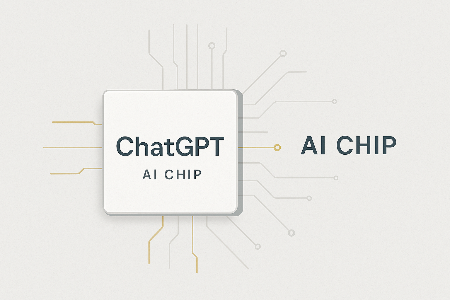 　ChatGPTの処理を支えるAIチップ構造を現代的なレイアウトで表現した図解イラスト